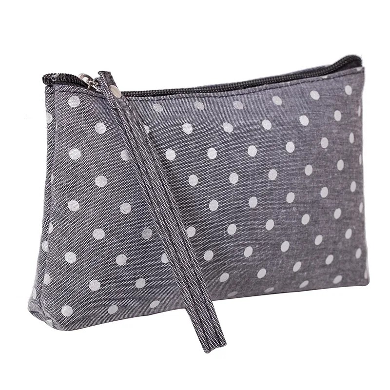 sac à cosmétiques en toile imperméable, sac à main décontracté, sac de rangement pour poudres lavables à pois