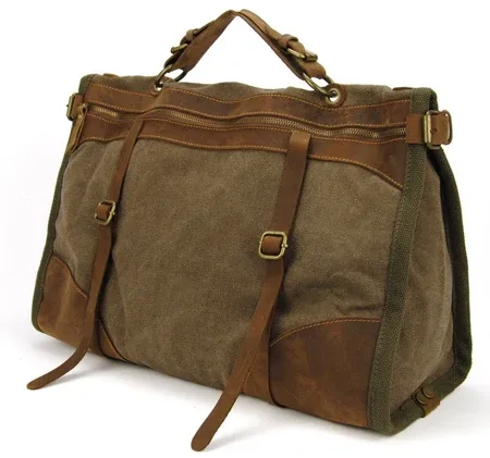 sac de voyage vintage rétro militaire en toile et cuir pour hommes, sac de sport, sac de week-end, sac de nuit, sac à main tendance