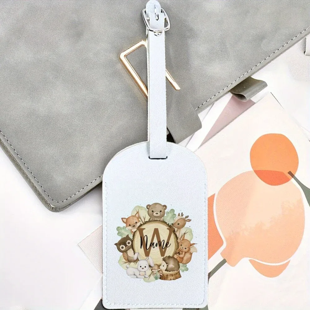 étiquette de bagage personnalisée avec nom - imprimé animal sauvage personnalisé (nom/numéro/iniciales) - identifiant de valise durable pour sacs de voyage