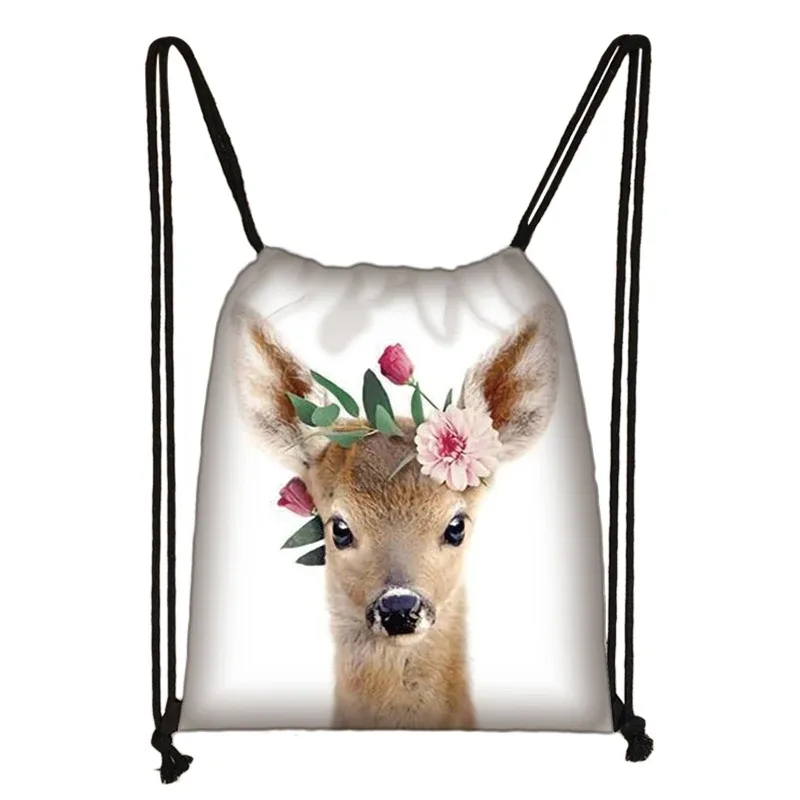 sac à cordon de serrage mignon animal koala femmes hommes mode sac de rangement panda/zèbre fille voyage loisirs sac à dos pliable