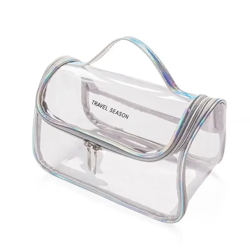 sac de voyage transparent et étanche pour cosmétiques, pochette de rangement à fermeture éclair pour maquillage et articles de toilette, facile à transporter