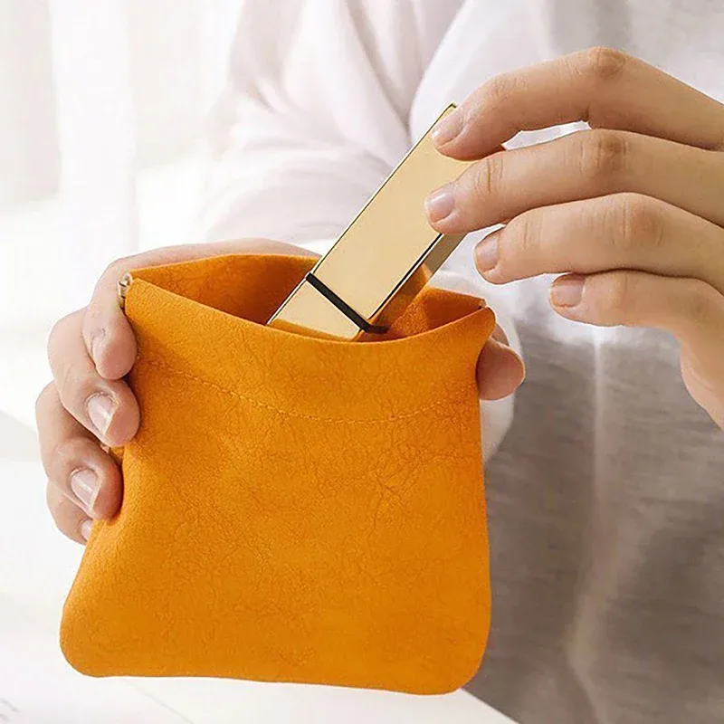 sac de rangement en poudre pour rouge à lèvres, pochette cosmétique, câble en cuir, banc, pièces de monnaie, bijoux, écouteurs