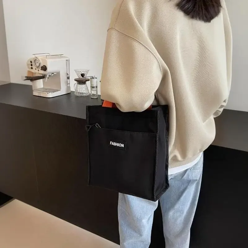 sac à main en toile, grand sac fourre-tout avec fermeture éclair, sac à bandoulière portable pour étudiants, livres scolaires, bureau, shopping quotidien.