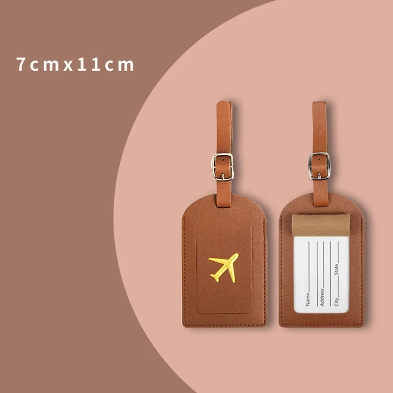 étiquette de bagage en cuir pu, 1 pièce, étiquettes d'identification de nom, étiquette d'identification de valise de voyage, étiquette de sac d'embarquement, accessoires de voyage