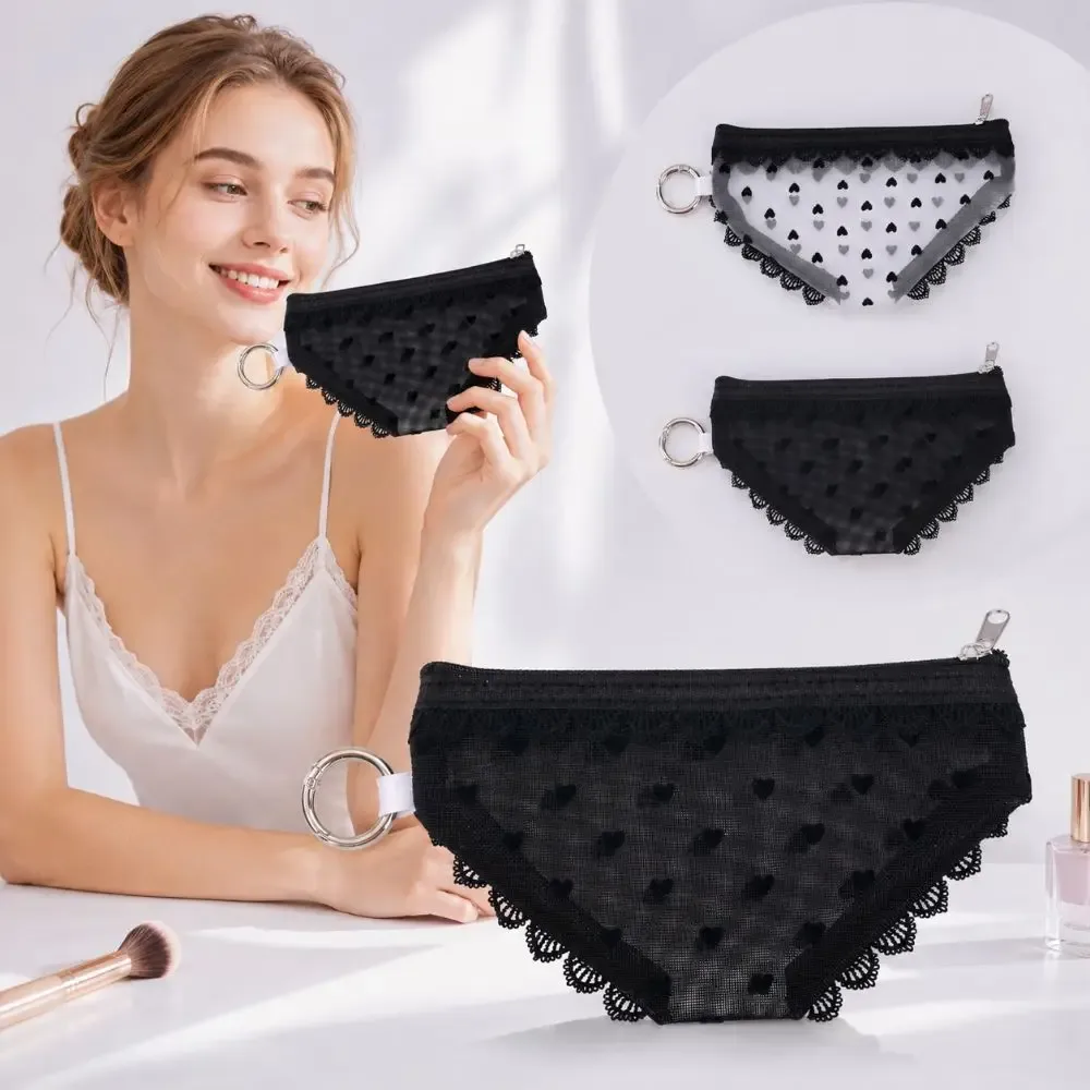 pochette de maquillage transparente en dentelle en forme de cœur, sac de toilette en maille y2k, sac de voyage, pour la vie quotidienne.