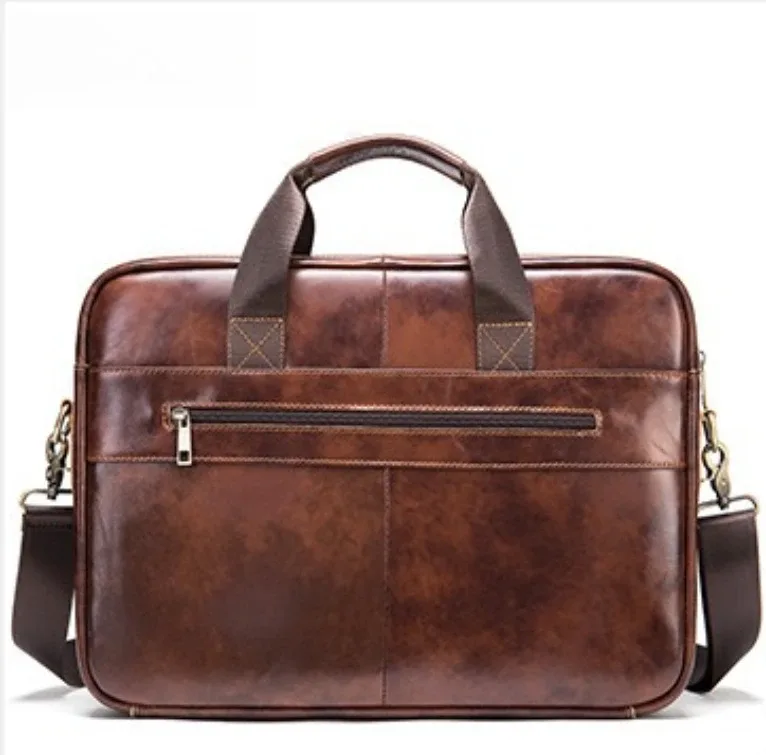 porte-documents en cuir pleine fleur pour homme, sacoche d'ordinateur portable professionnelle avec bandoulière, sac à main grande capacité pour les trajets professionnels