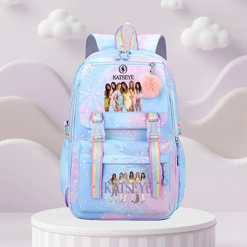 sac d'école katseye print, sac d'école pour élèves du primaire, sac à dos de voyage en plein air, sac à dos tendance pour filles, sac à dos pour enfants.
