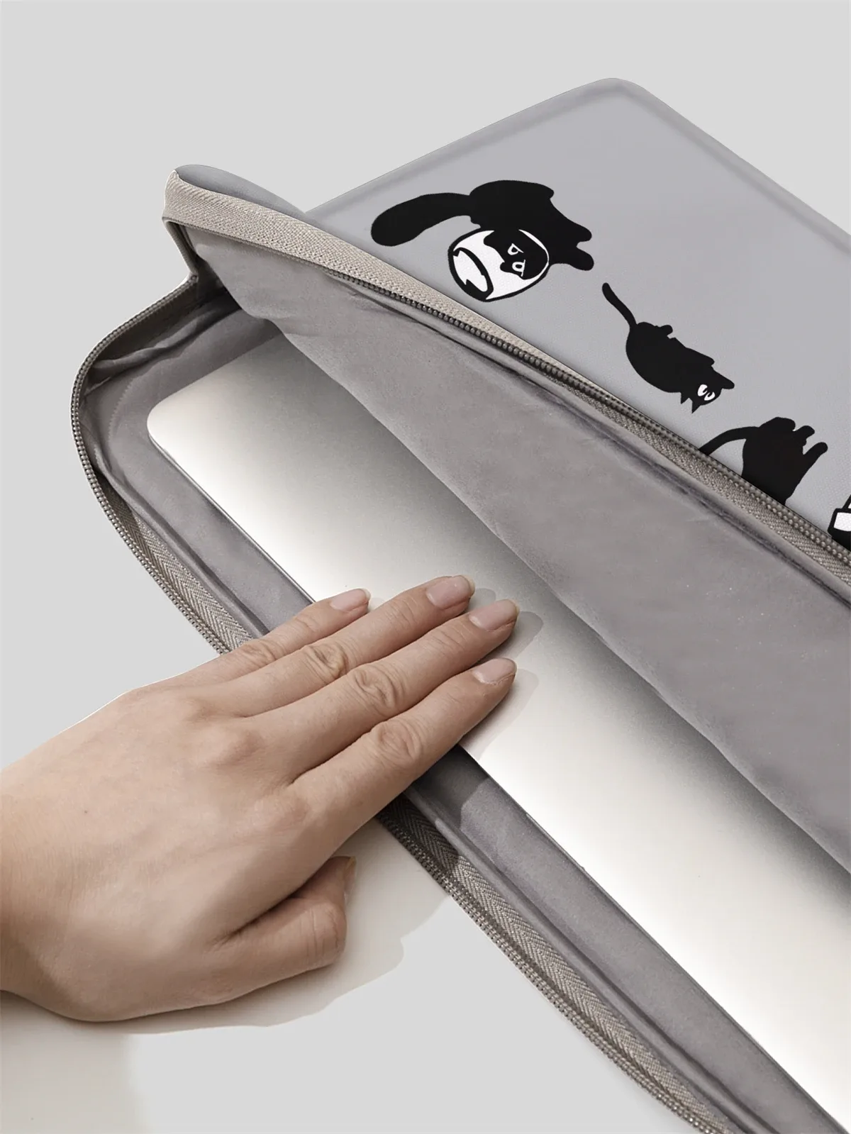 sac et porte-documents pour ordinateur portable avec motif chat noir, adapté aux ordinateurs portables de 14 pouces