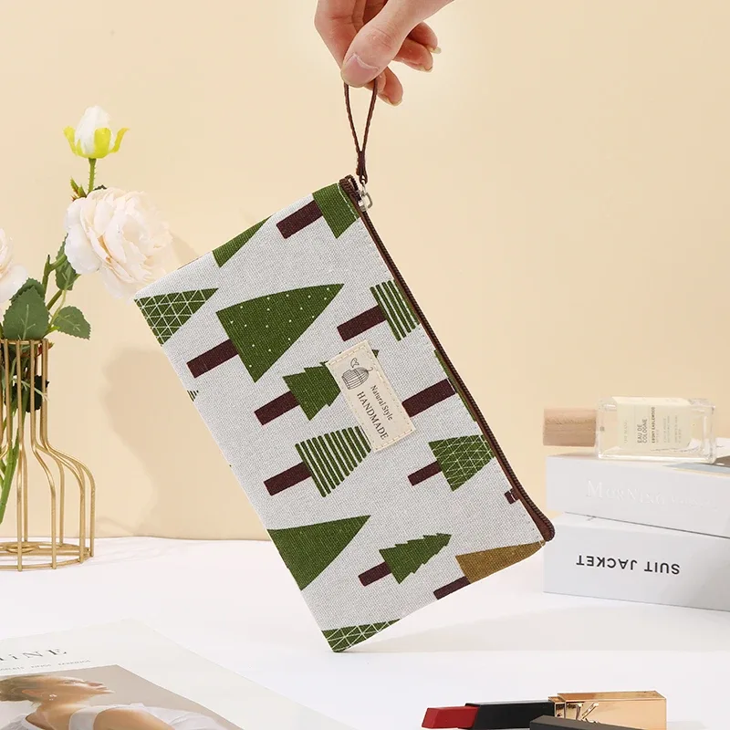 sac à maquillage en toile mignon de style dessin animé, trousse à crayons pour étudiants et porte-monnaie, sac à maquillage portable multifonctionnel