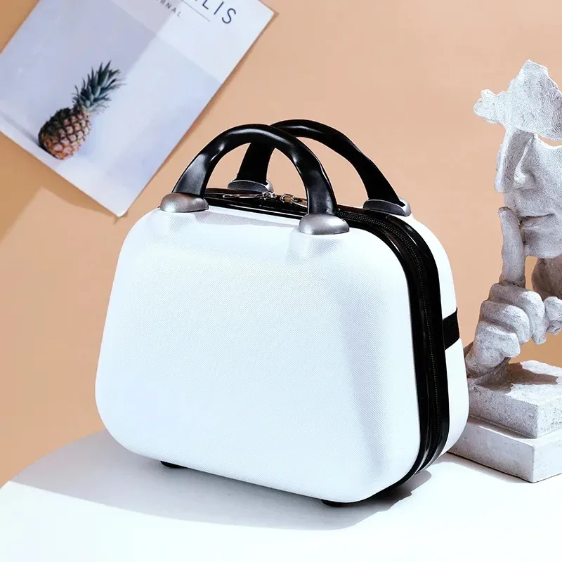 sac de maquillage de voyage pour femmes de 14 pouces, mini valise compacte en plastique abs, design uni, idéal pour un usage personnel