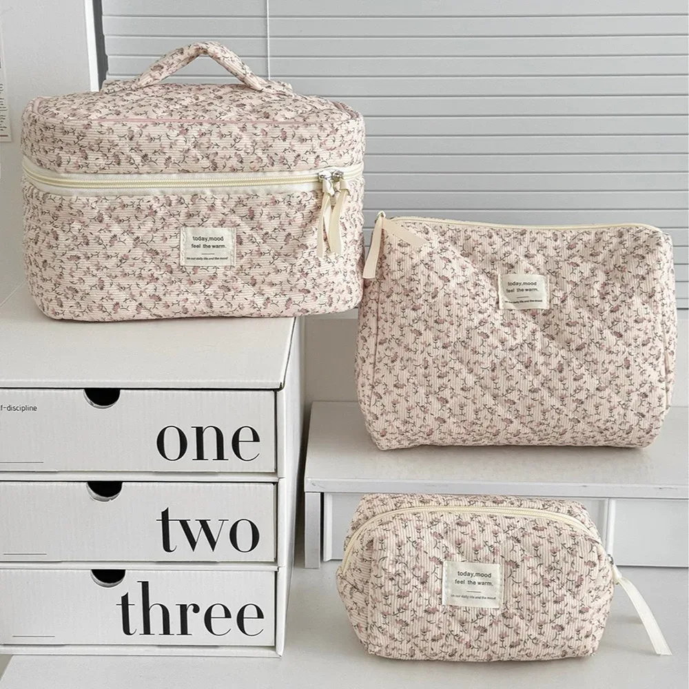 sac à cosmétiques imprimé floral pour femmes, sac à main, sac de rangement de voyage, sac de rangement de cosmétiques, sac matelassé de grande capacité, choisissez 1 parmi 3