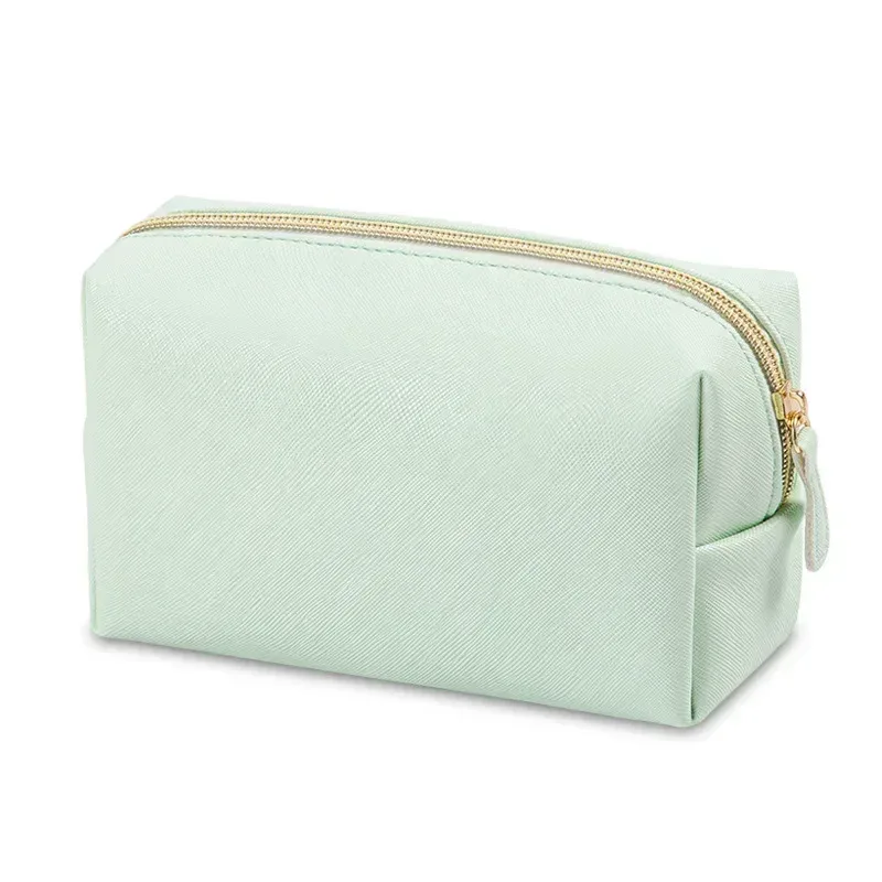 trousse cosmétique étanche en cuir pu, trousse de toilette portable, trousse de maquillage à fermeture éclair, document solide, poudres de maquillage, trousse de voyage