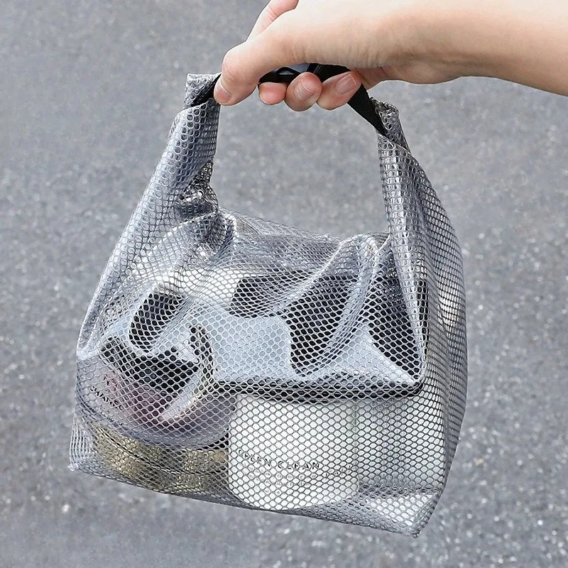 sac de maquillage et de toilette imperméable de grande capacité, organiseur de cosmétiques portable, pochette de rangement de voyage avec bouton