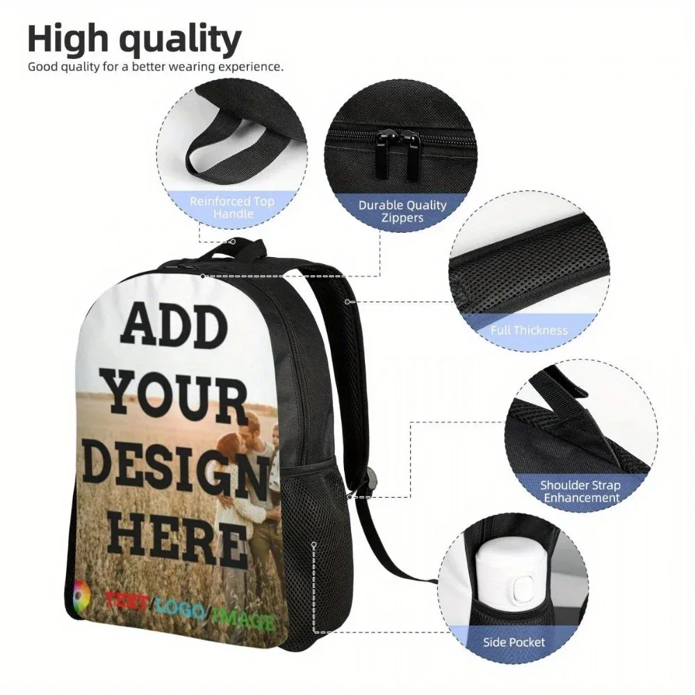sac à dos léger personnalisé, sac à dos décontracté en polyester avec bretelles réglables, fermeture à glissière, lavage à la main, design unique