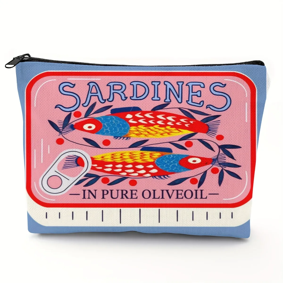 trousse de maquillage unisexe légère et durable – design vintage sardines olive oil