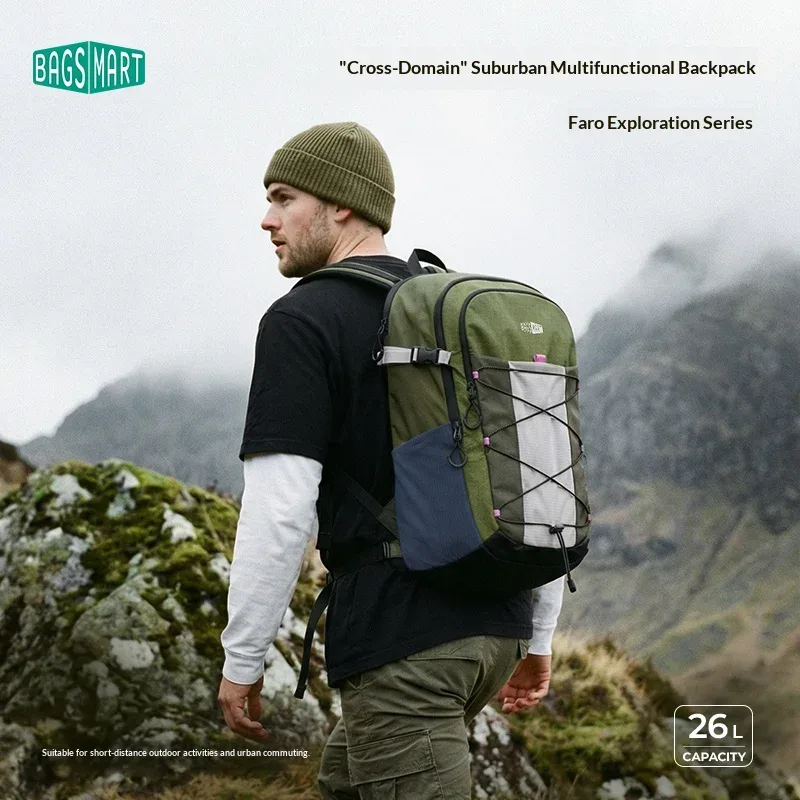 bagsmart sacs à dos de randonnée de grande capacité pour hommes et femmes, sac à dos pour ordinateur portable de 15,6 pouces, imperméable, pour voyage en plein air, sac à dos de banlieue