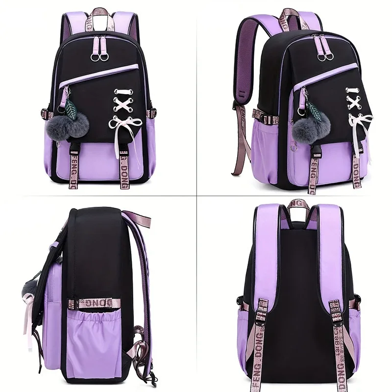 sac à dos mignon et élégant pour étudiant, sac d'école multi-poches, sac à livres grande capacité, sac de voyage quotidien décontracté, sac léger pour l'extérieur
