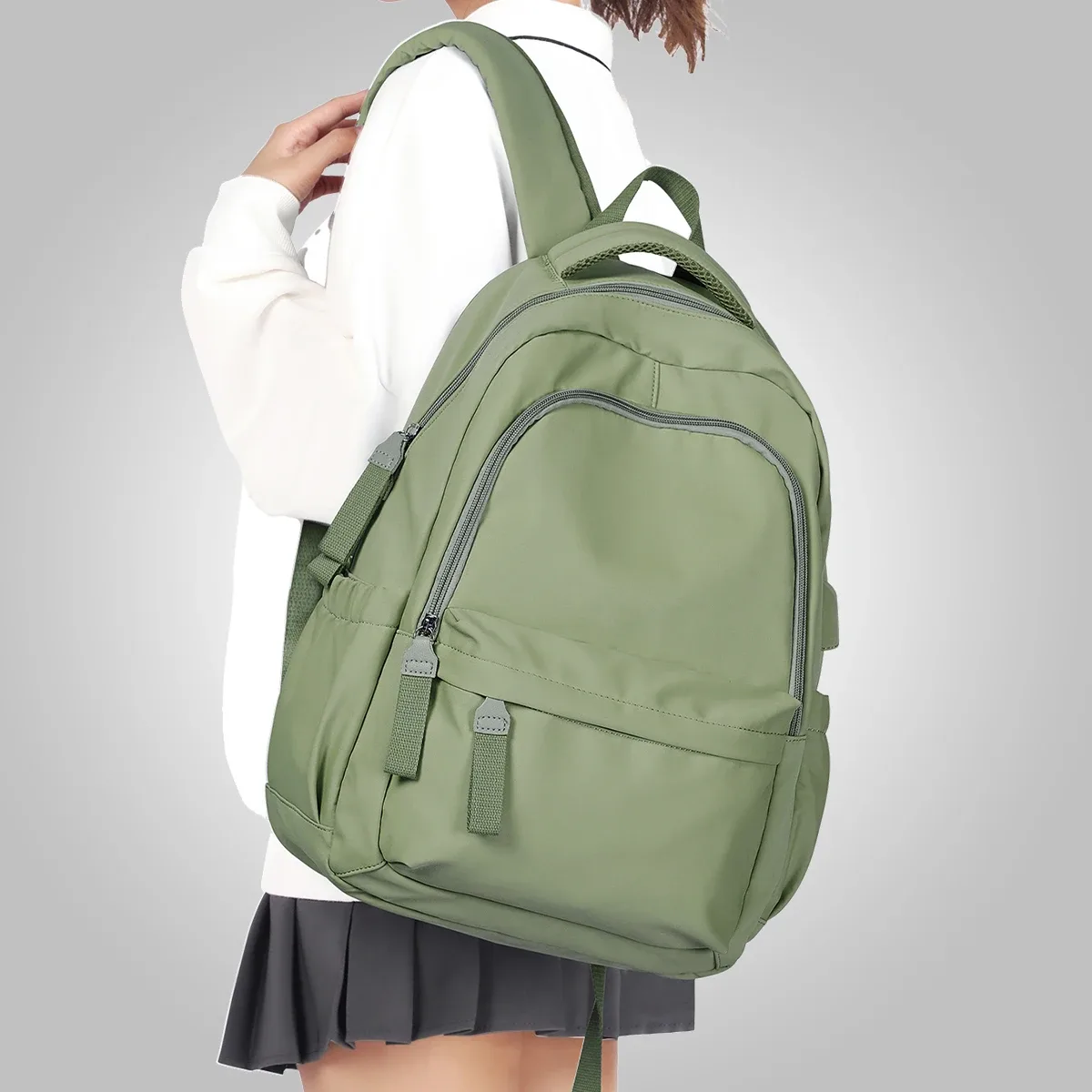 sac à dos scolaire, sac à dos décontracté et tendance, sac à dos pour ordinateur portable, sac d'école simple à grande capacité avec fermeture éclair pour filles et garçons