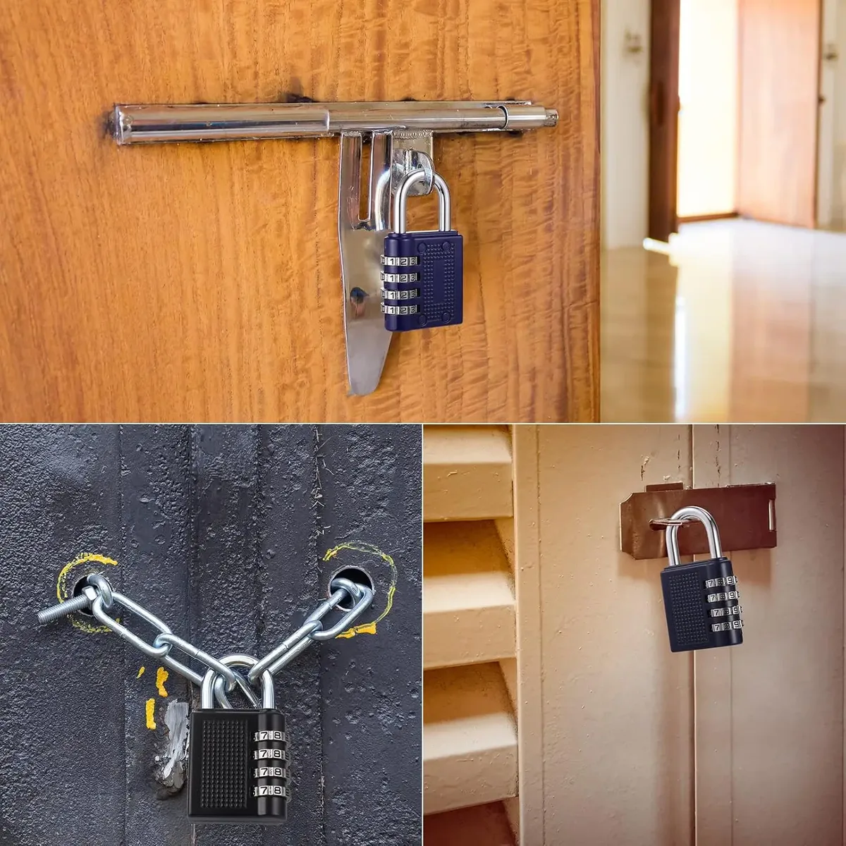 cadenas à combinaison à 4 chiffres en alliage de zinc, antivol, résistant aux intempéries, pour bagages, extérieur, salle de sport, sécurité, serrure de porte à code, noir