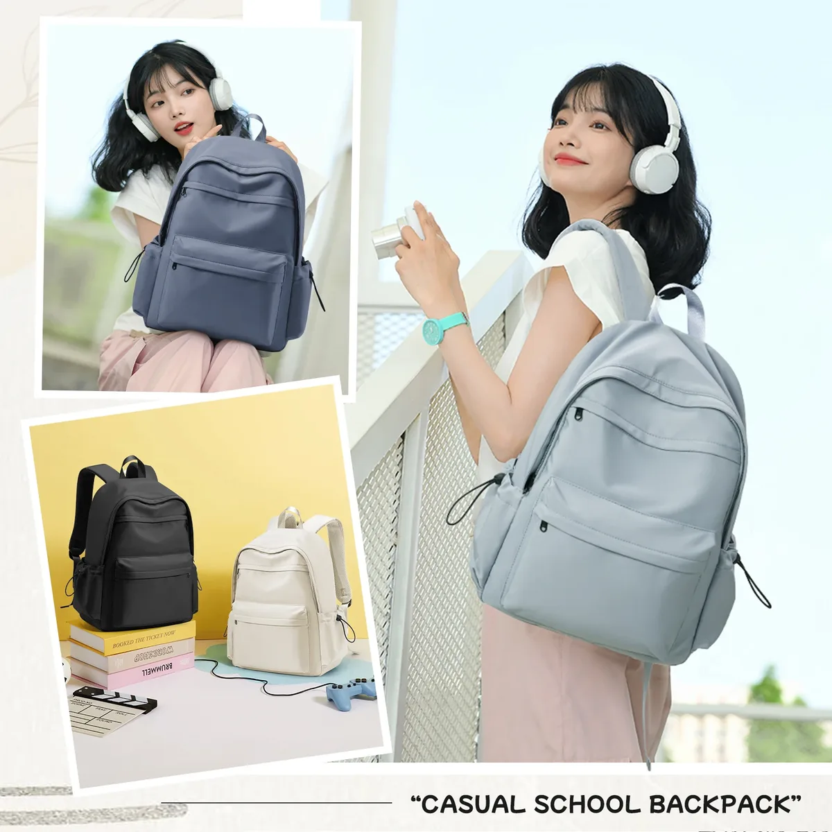 sac à dos décontracté universitaire, grande capacité, léger, pour lycéens, pour adolescents, convient pour ordinateur portable de 14 pouces