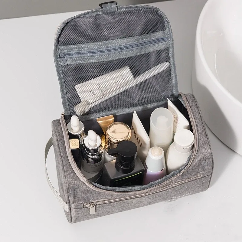 trousse de toilette de voyage portable, sac de rangement pliable de grande capacité, sac de rangement multifonctionnel à crochet