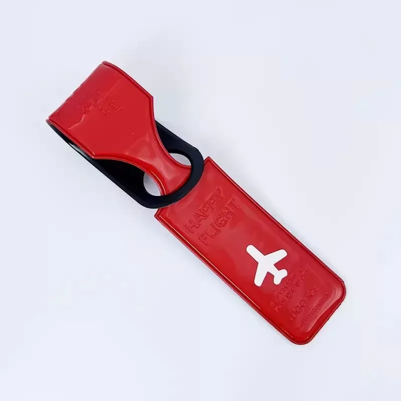 couverture d'étiquette de bagage, valise en cuir pu, clip d'adresse d'identification, étiquette d'embarquement de bagages, étiquette portable