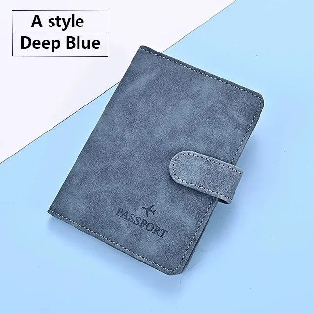 portefeuille de voyage en cuir pu souple multi-fentes avec logo avion, fermeture à pression, porte-cartes sim et porte-documents d'identité