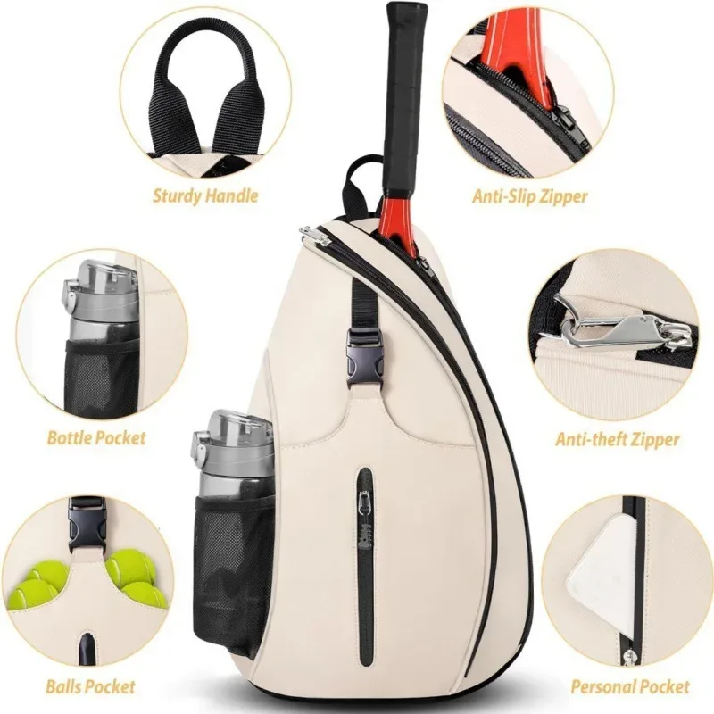 Sac de tennis multifonctionnel, sac à dos sportif quotidien, sac bandoulière avec compartiment pour raquette