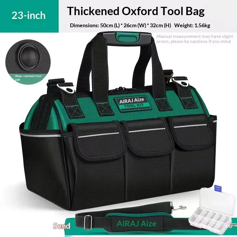 sac à outils robuste, boîte à outils portable à 14 poches, organisateur de rangement, organisation de boîte à outils avec bandoulière réglable