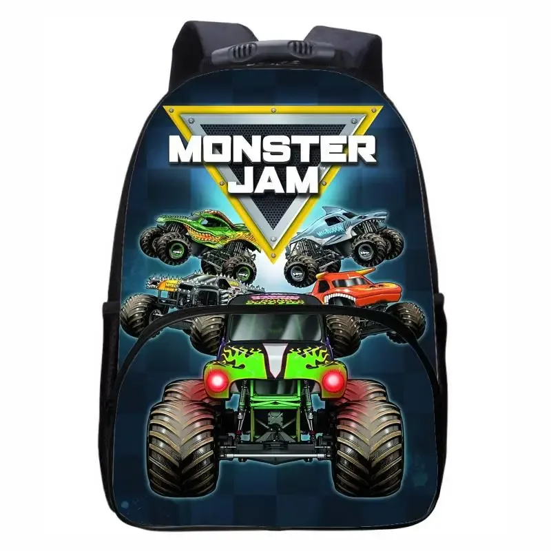 monster jam truck, sac à dos rond avant pour élèves du primaire, du secondaire et du lycée, sacs à dos masculins et féminins