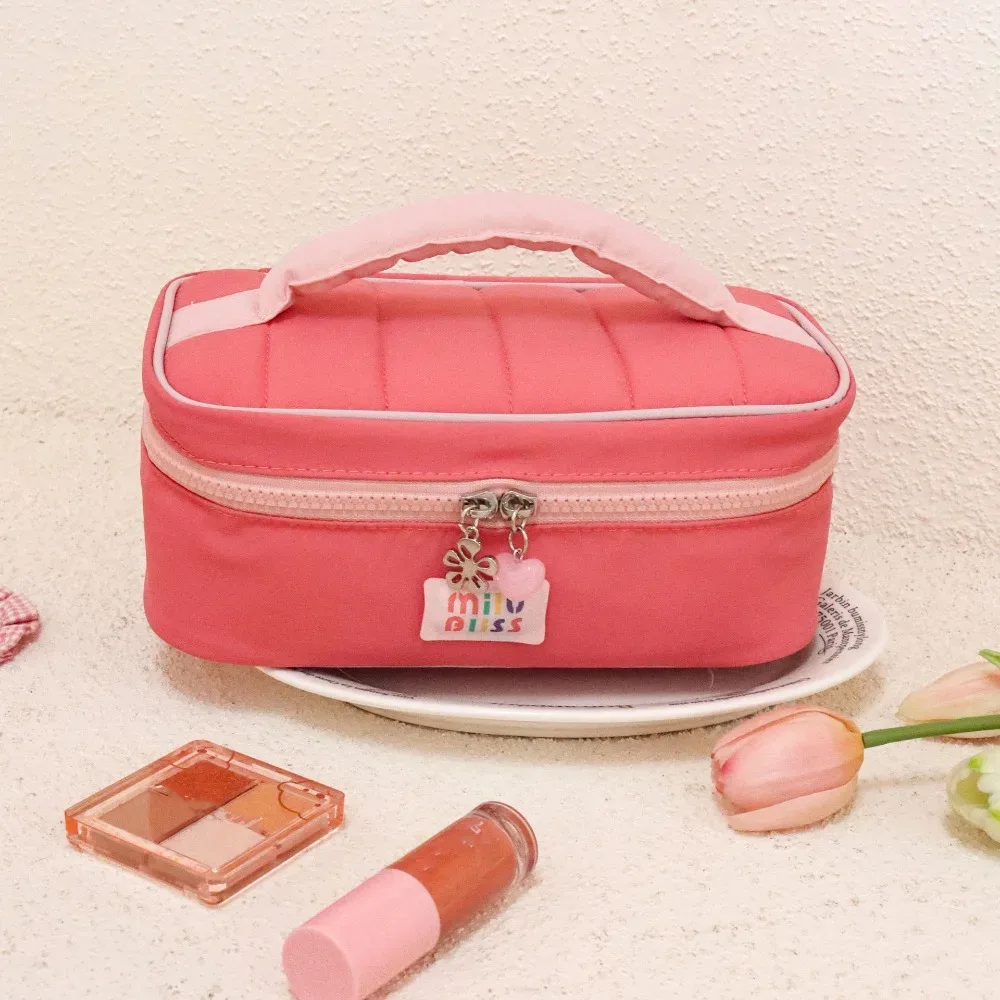 petite trousse de toilette fraîche et colorée, portable, grande capacité, sac de voyage pour cosmétiques, série pour filles, sac de rangement, couleur contrastée