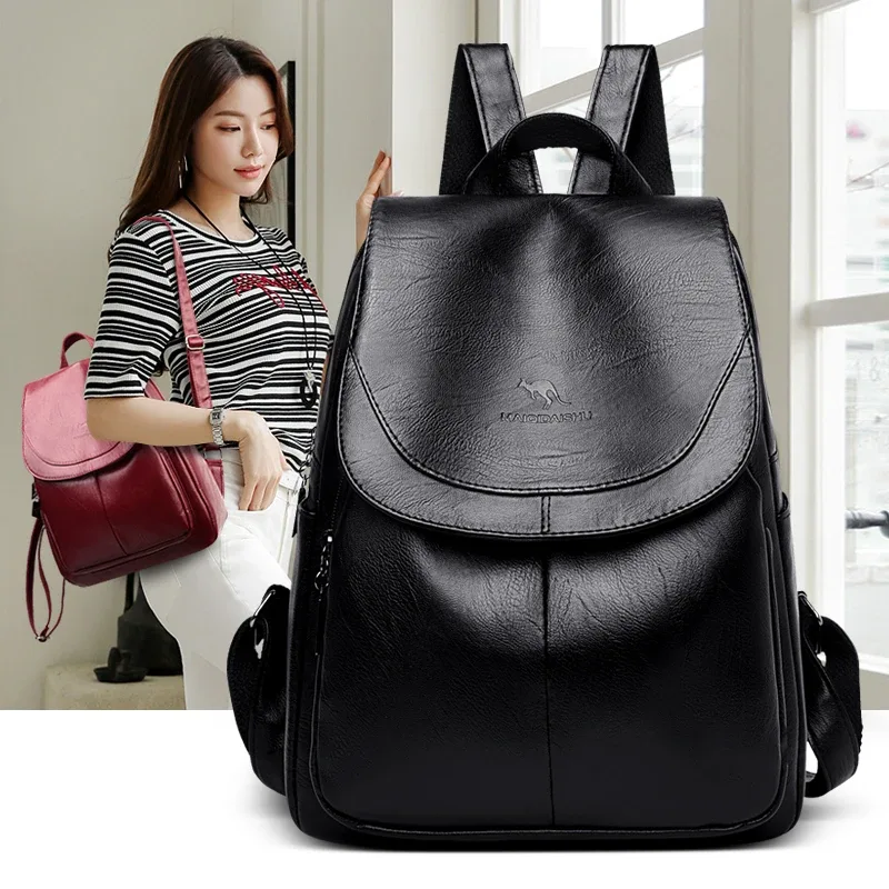 Sacs à dos en cuir vintage pour femmes, sac d'école pour filles, sac à dos de voyage pour dames, sac à dos femme, haute qualité, nouveau