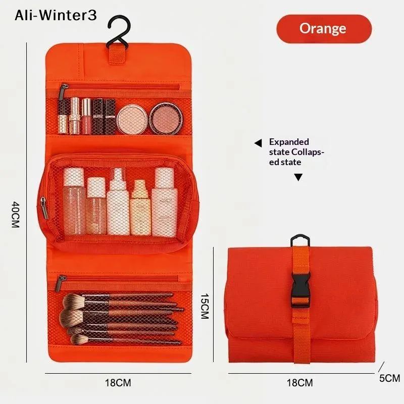 【y】trousse de toilette pliable, grande capacité avec crochet, sac de rangement pour articles de toilette pour hommes en voyage d'affaires, sac de voyage pour cosmétiques pour femmes