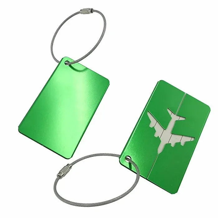 étiquette de bagage d'avion en alliage d'aluminium avec nom, étiquette de bagage de voyage, carte d'identité, anti-perte, couleur unie, accessoires de voyage