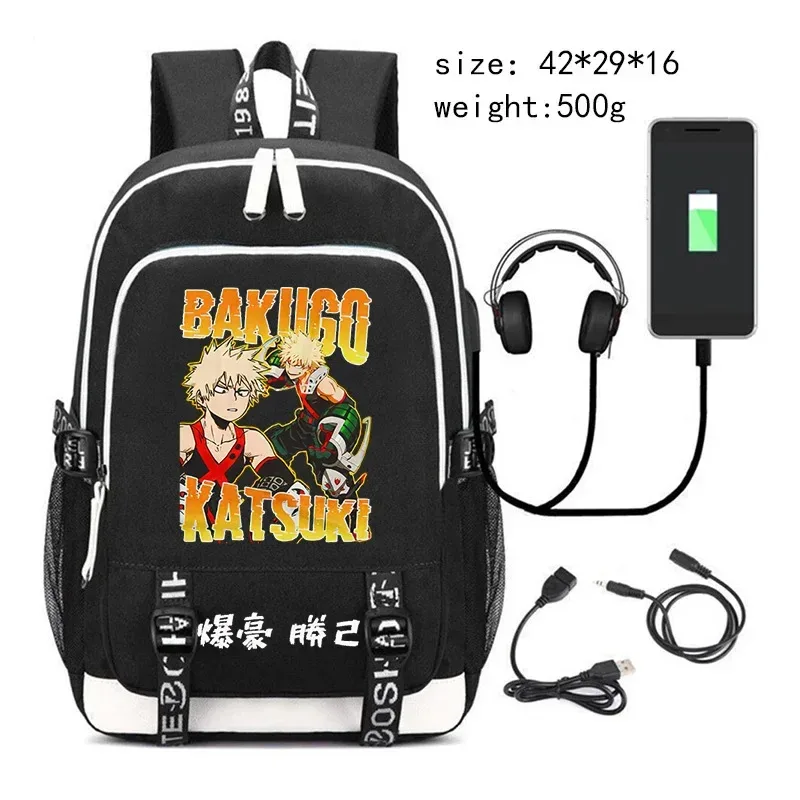 my hero academia bakugo sac à dos pour adolescent étudiant anime cartable usb voyage sac à dos grande capacité ordinateur portable sacs d'école cadeau