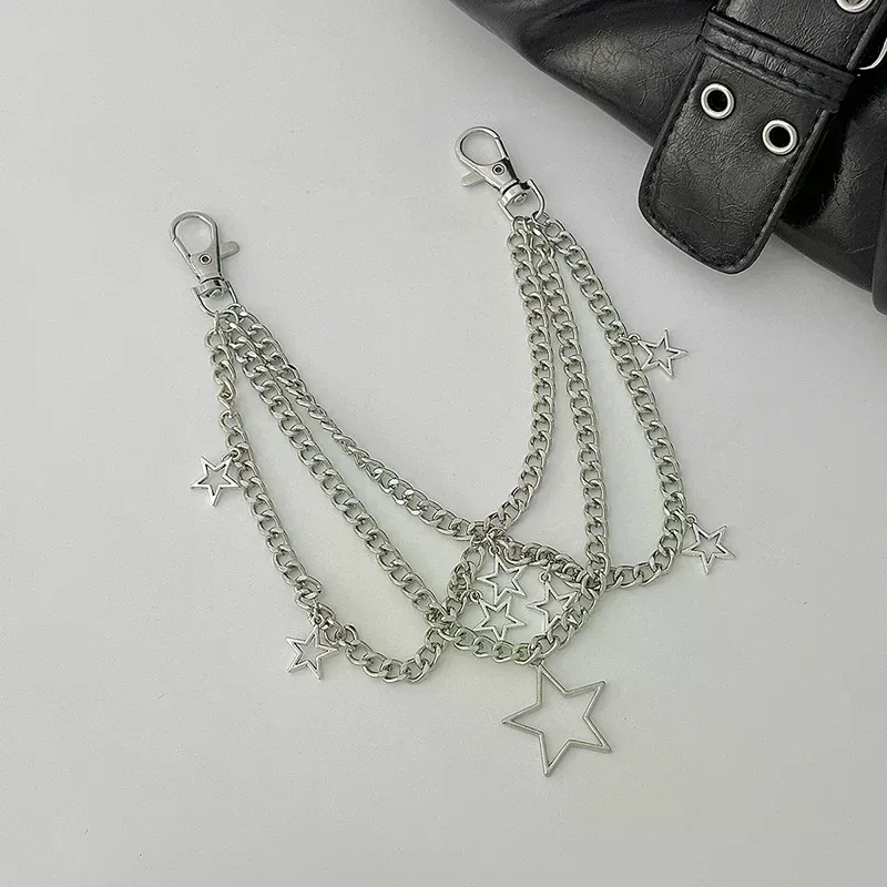 Porte-clés tendance en forme de croix pour femmes, pendentif étoile, chaîne de sac, breloque pour sac à dos, porte-clés, accessoires Y2K