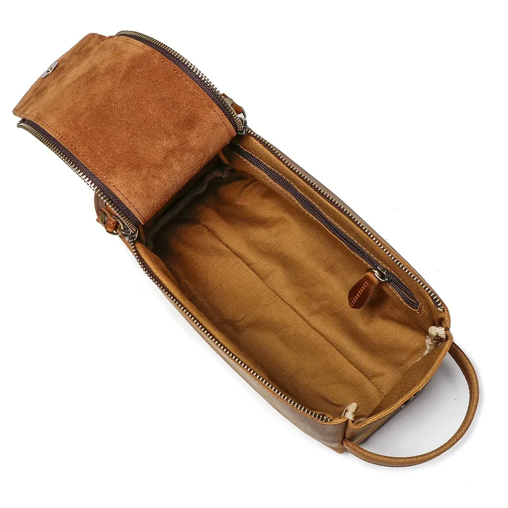 nesitu crazy horse – trousse de maquillage de voyage en cuir véritable pour hommes, étuis à cosmétiques vintage en cuir, rangement de lavage, trousse de toilette m30061