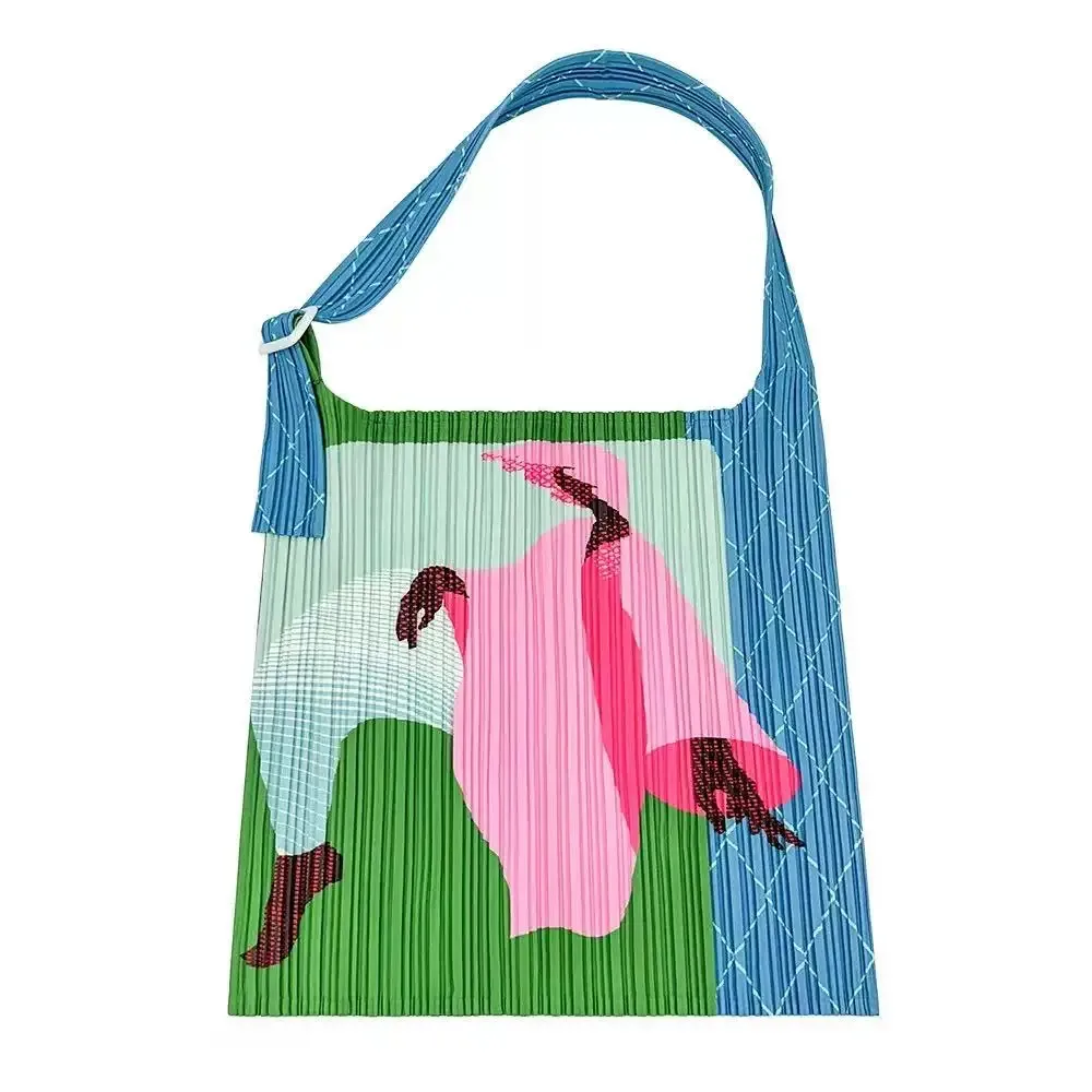 le nouveau sac à main plissé pour femme de miyake avec impression est un sac à bandoulière unique pratique pour le shopping