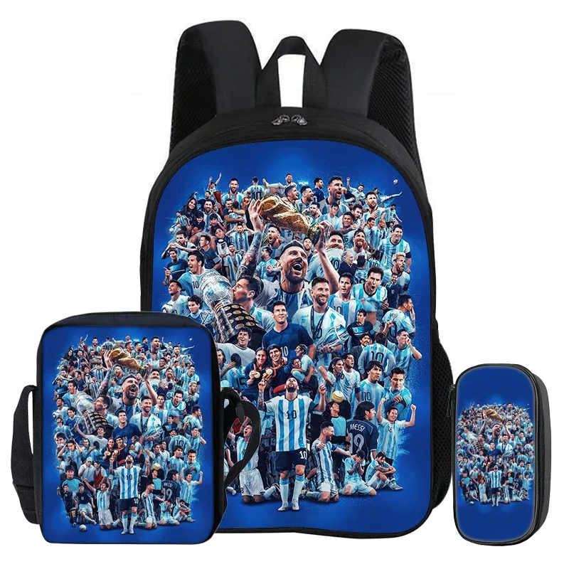 sac à dos pour enfants, ensemble de 3 pièces, sac à dos football star, meilleur cadeau, sac à bandoulière pour étudiants, sacs à crayons, sac à livres m-messis