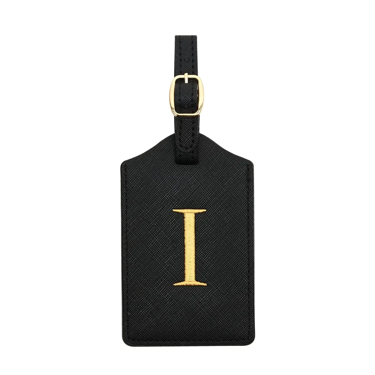 étiquette de bagage en cuir pu pour voyage-étiquette d'identification de valise durable avec couverture de confidentialité et fente pour carte nominative (a-z) liu