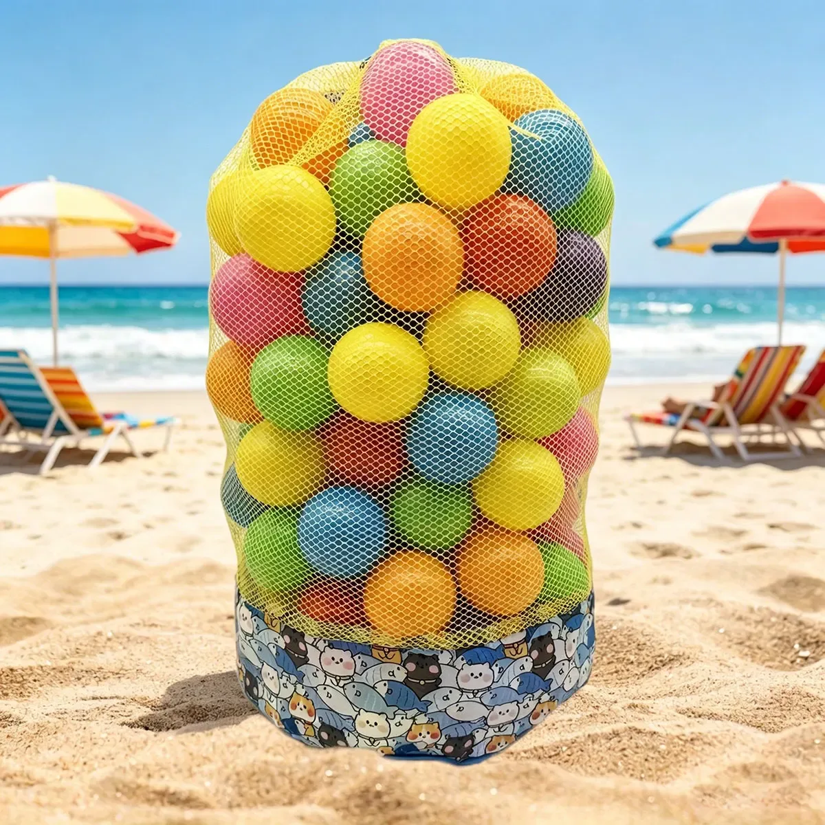 sac de rangement en filet à imprimé animal pour l'été et la plage, grande capacité, en polyester, pour les voyages, sac de rangement à double bandoulière.