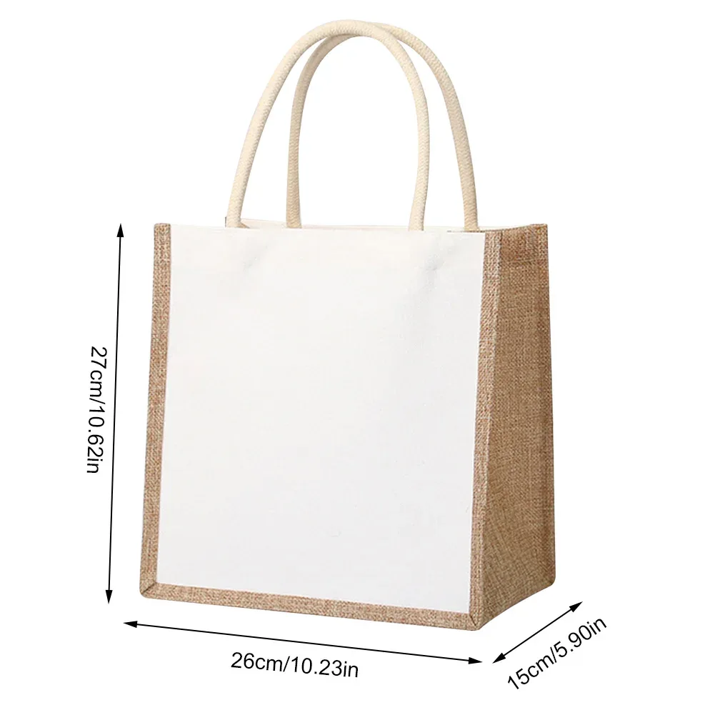 sac fourre-tout en toile de jute pour femme, sac à provisions réutilisable, sacs fourre-tout de grande capacité, sac à main à poignée supérieure, sac sous les bras, documents d'abonnés simples