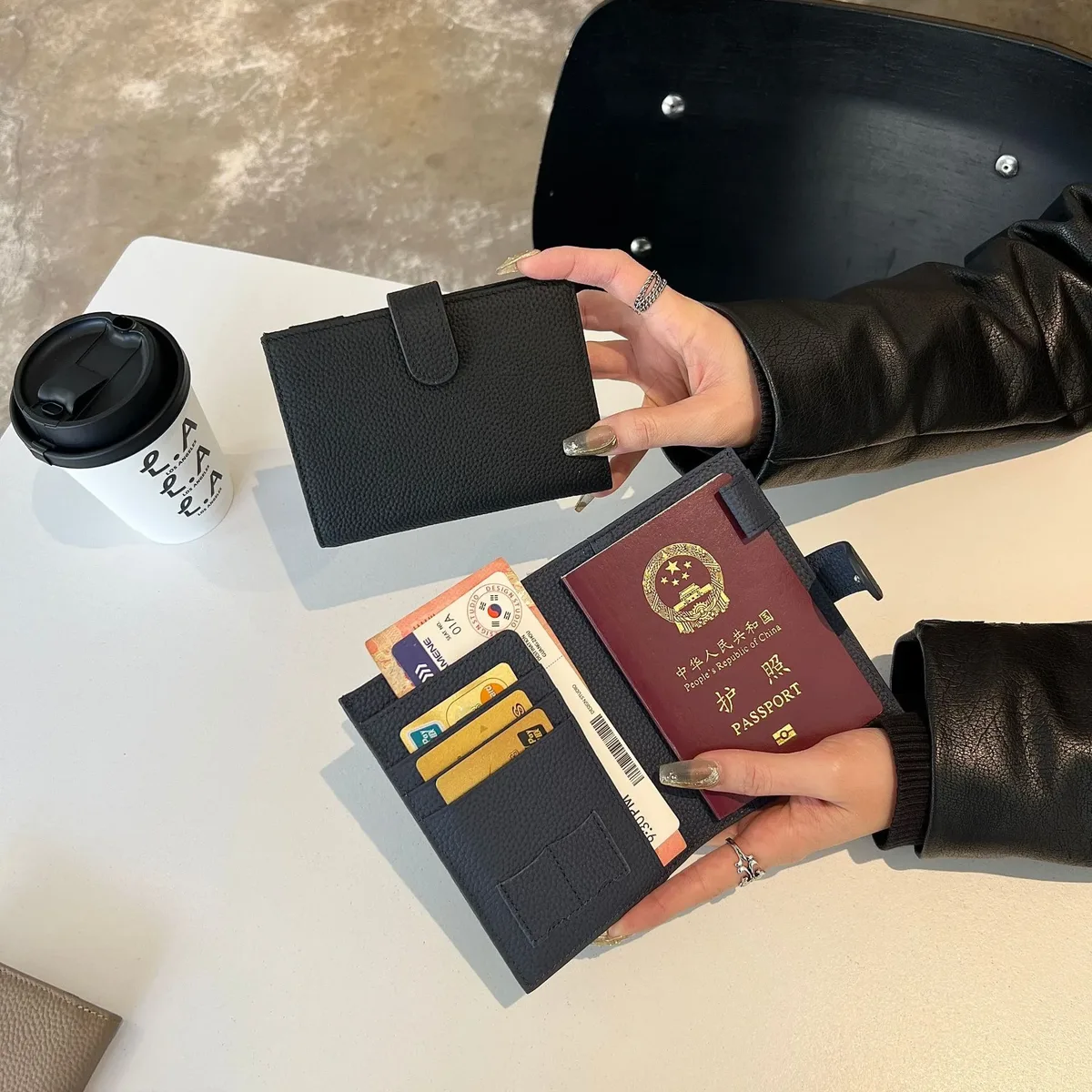porte-passeport en cuir véritable ultra-fin avec nom personnalisé, porte-cartes multifonctionnel, porte-billets, sac de rangement