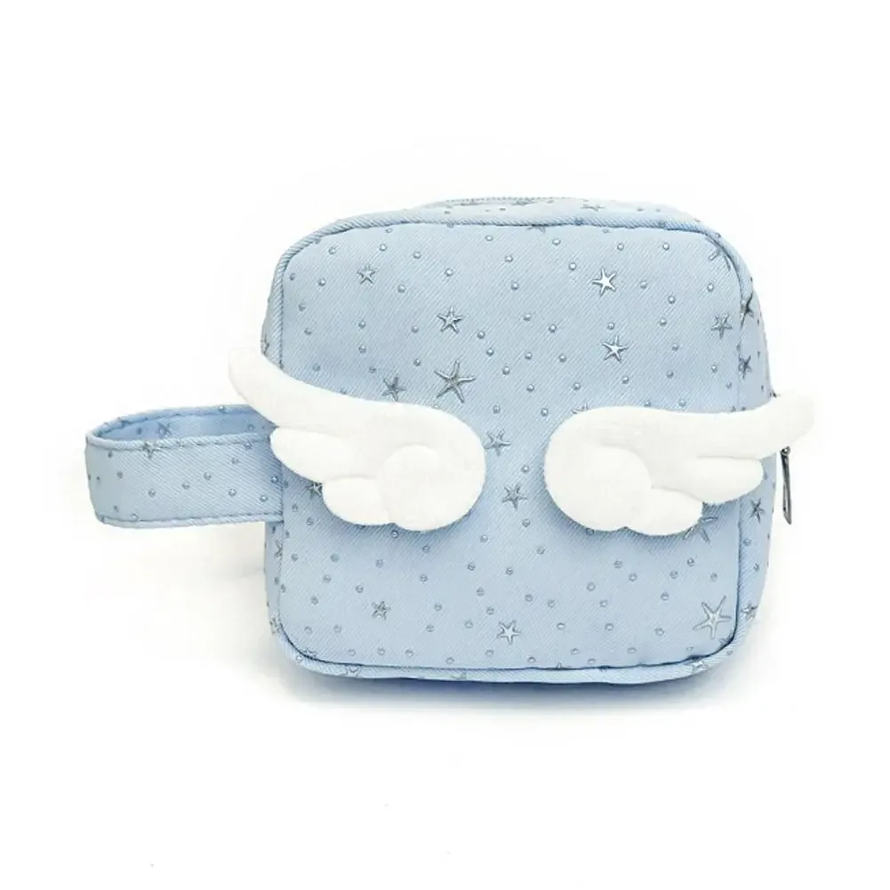 trousse de maquillage portable ailes d'ange mignonnes, organisateur de maquillage à main, pochette de rangement, trousse de toilette pour coton hygiénique quotidien et rouge à lèvres
