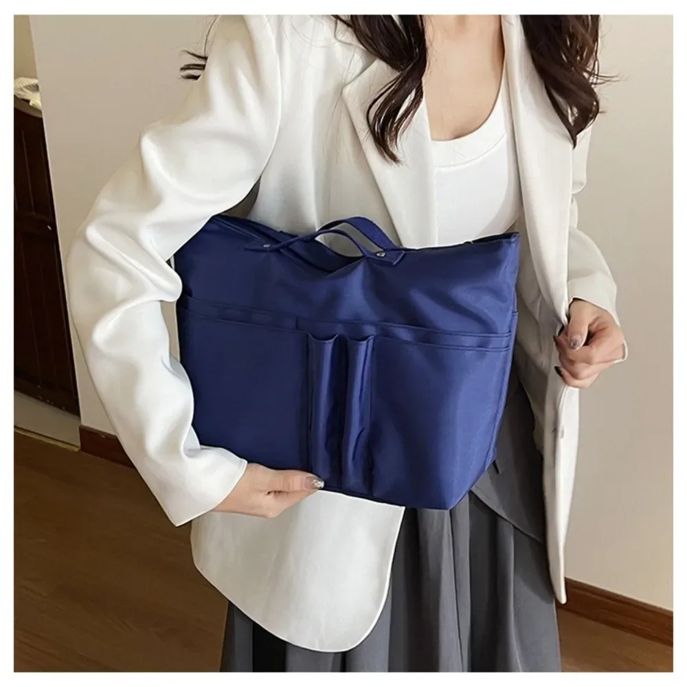 organisateur de sac à main en nylon, insert multi-poches, grande capacité, organisateur de sac fourre-tout, couleur unie, sac de rangement léger pour maquillage