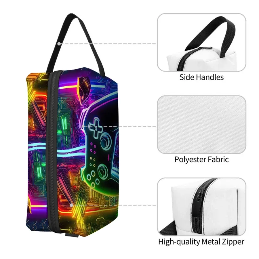 sac à cosmétiques à motif gamepad pour garçons et filles, meilleurs cadeaux, sacs de rangement plats 2d à motif de dessin animé pour enfants