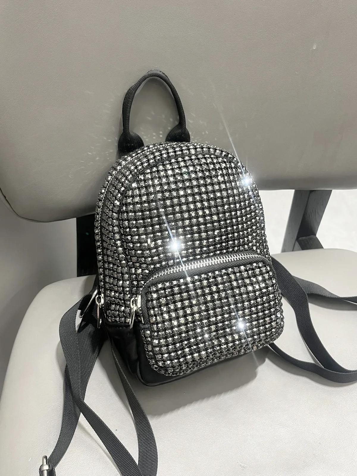 sac à dos en cristal brillant avec biscuits, sacs à main et sacs à main faits à la main, sacs à dos de créateurs de luxe, sac à main