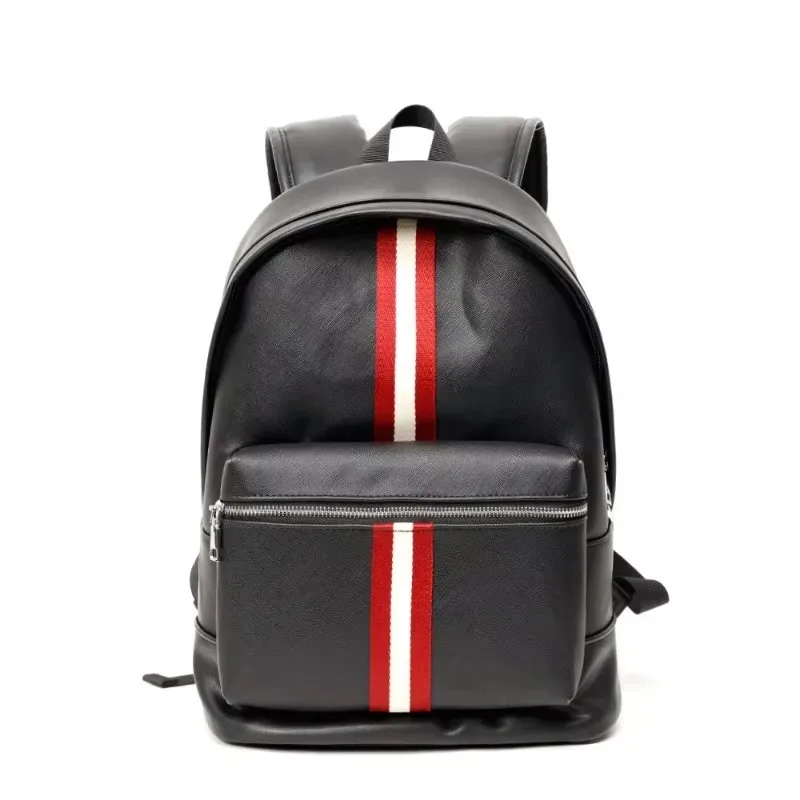 nouveau sac à dos décontracté pour hommes, sac à dos de voyage rayé à la mode, grande capacité, sac pour ordinateur portable, sac à dos en cuir pu souple, sacs d'école pour étudiants