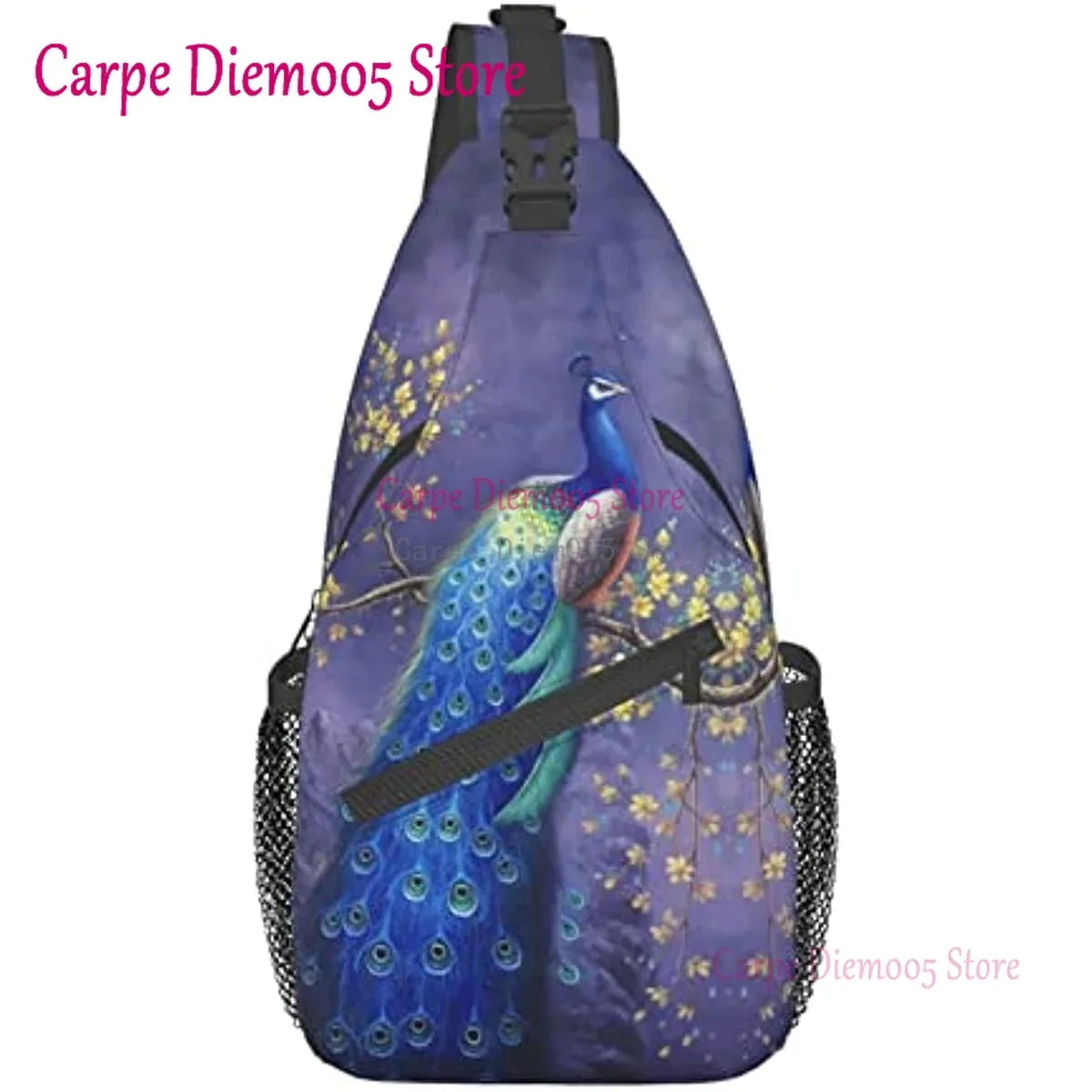 sac à bandoulière plume de paon, sac à dos de randonnée, sac de jour, sac de poitrine, sac à bandoulière pour femmes et hommes