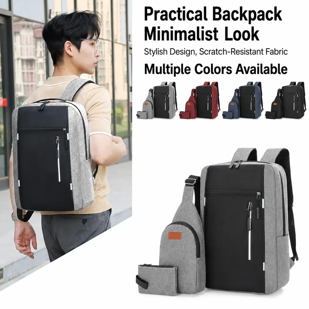 sac à dos pour ordinateur portable avec pochette de rangement résistante aux rayures, chargement usb, sac à ba